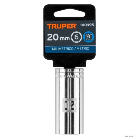 Dado largo de 20 mm, 6 puntas, cuadro 3/8", Truper 100995