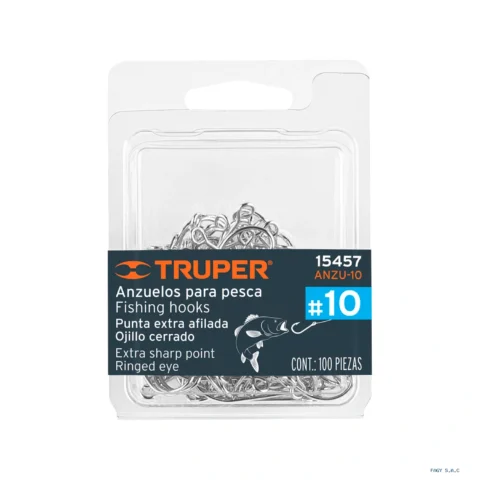 Blíster con 100 anzuelos para pesca # 10, Truper 15457