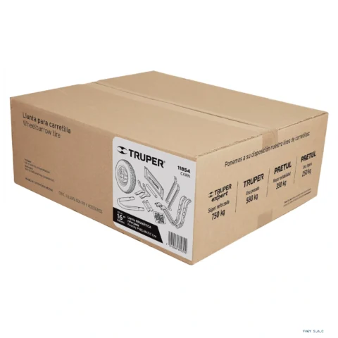 Caja c/llanta reforzada y acc. p/carretilla Truper 11854