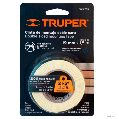Cinta doble cara de 19 mm x 1.5 m Truper 11724