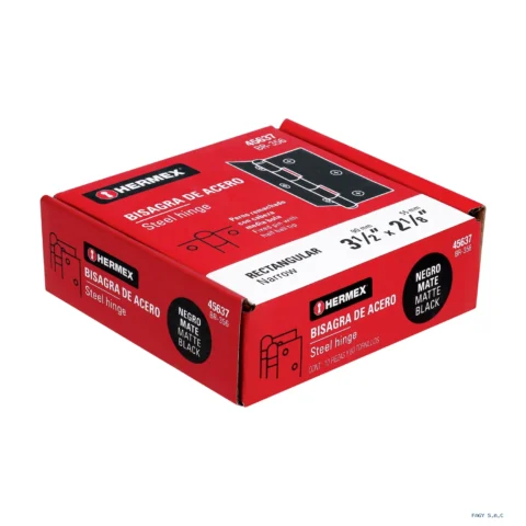 Bisagra rectangular 3-1/2" negra, HERMEX 45637
