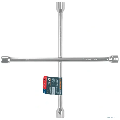 Llave de cruz 16" pulida y cromada, TRUPER 102634