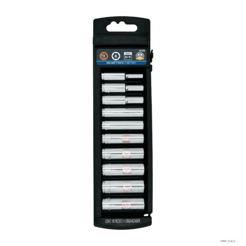 Juego de 10 dados largos cuadro 1/4" mm, Truper 14168