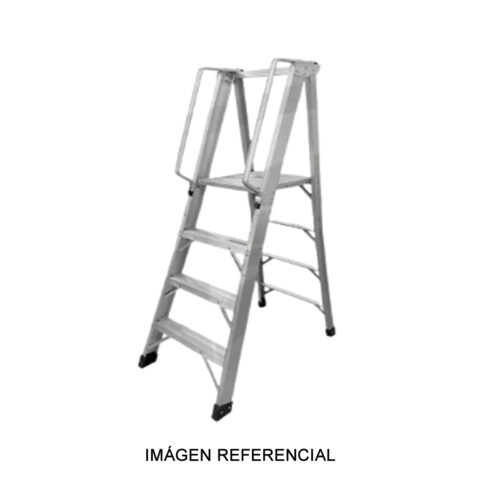 Escalera con plataforma de aluminio 150 kg